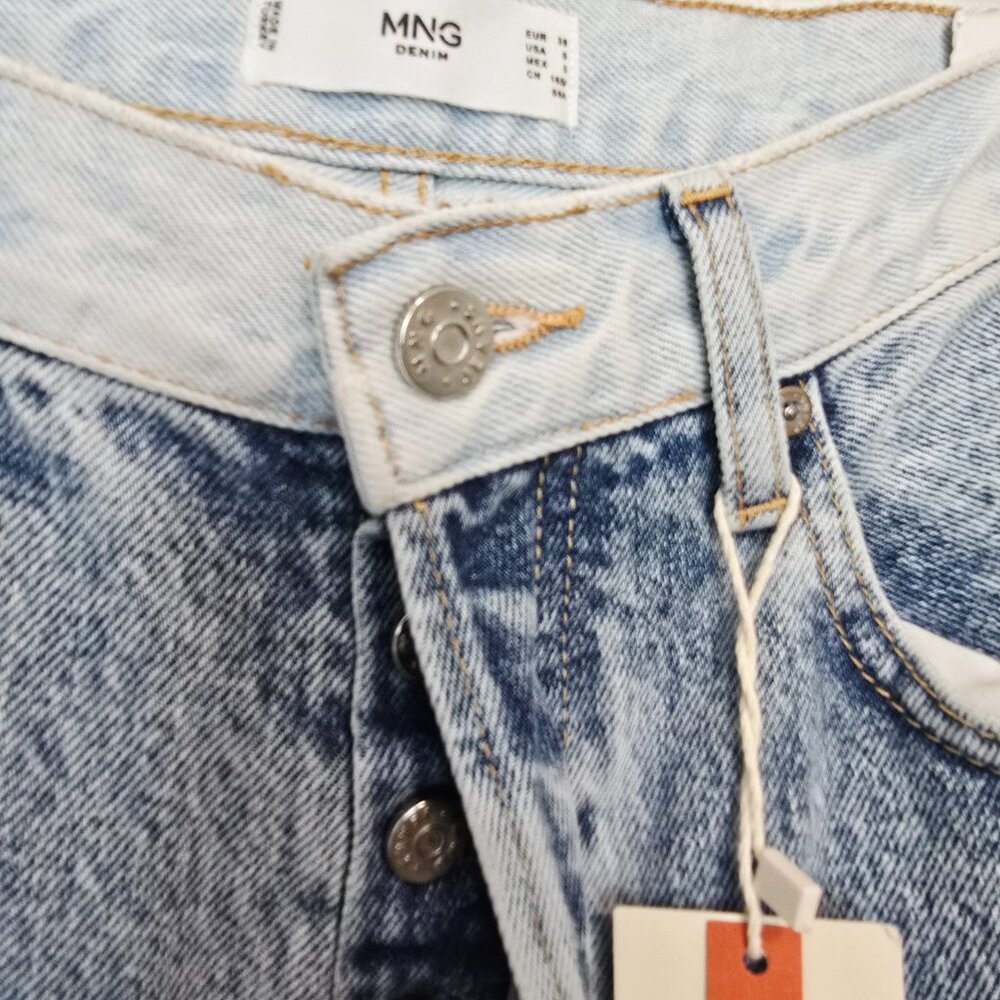 Mango High Rise Straight Patchwork Jeans Womens 6… - image 5